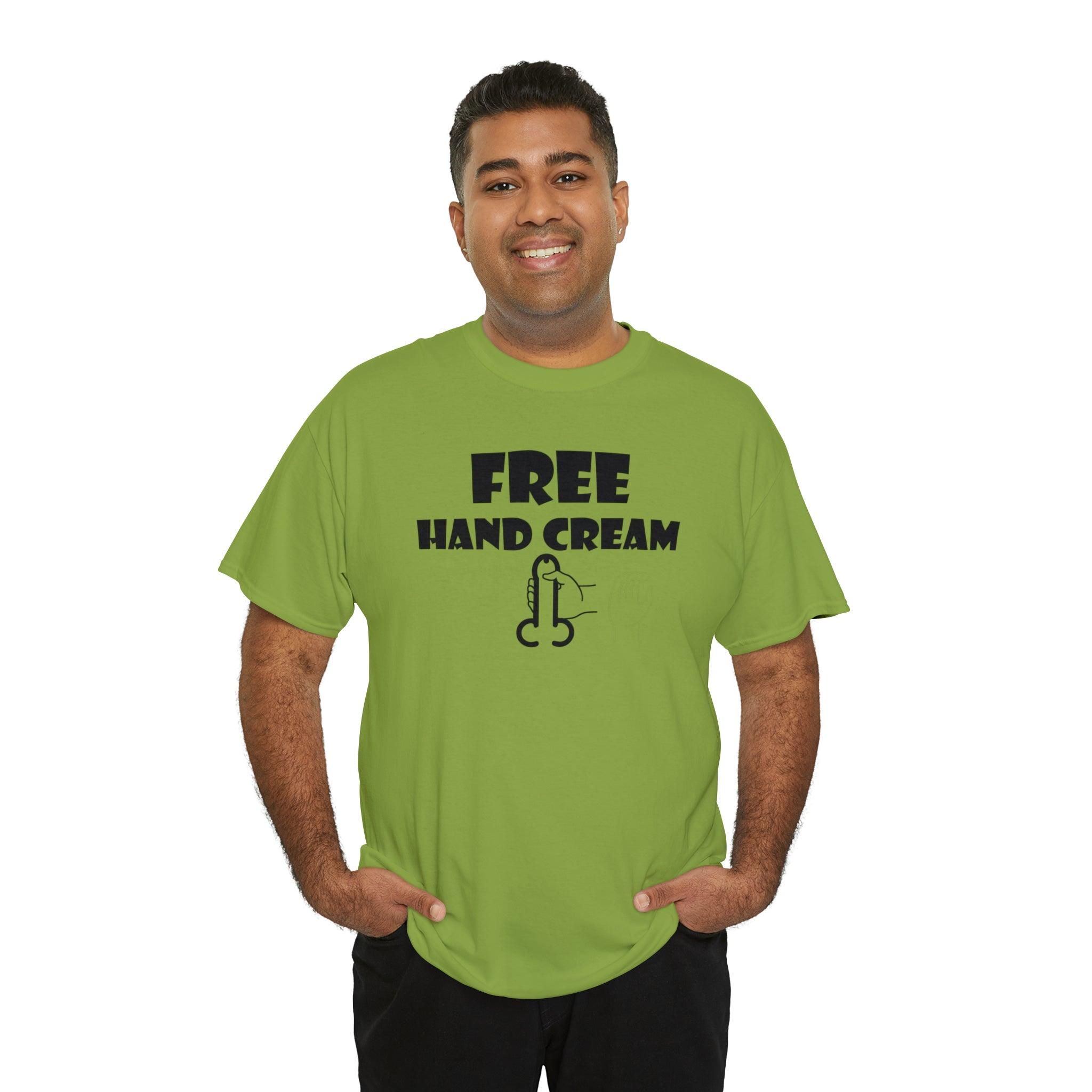 Free Hand Cream funny mens humor t-shirt about masturbation photo